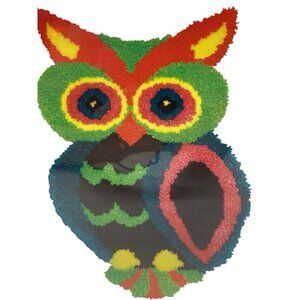 Graph N' Latch OWL Shaped Latch Hook Rug Kit  Size 18.5” X 27” Craft New Sealed
